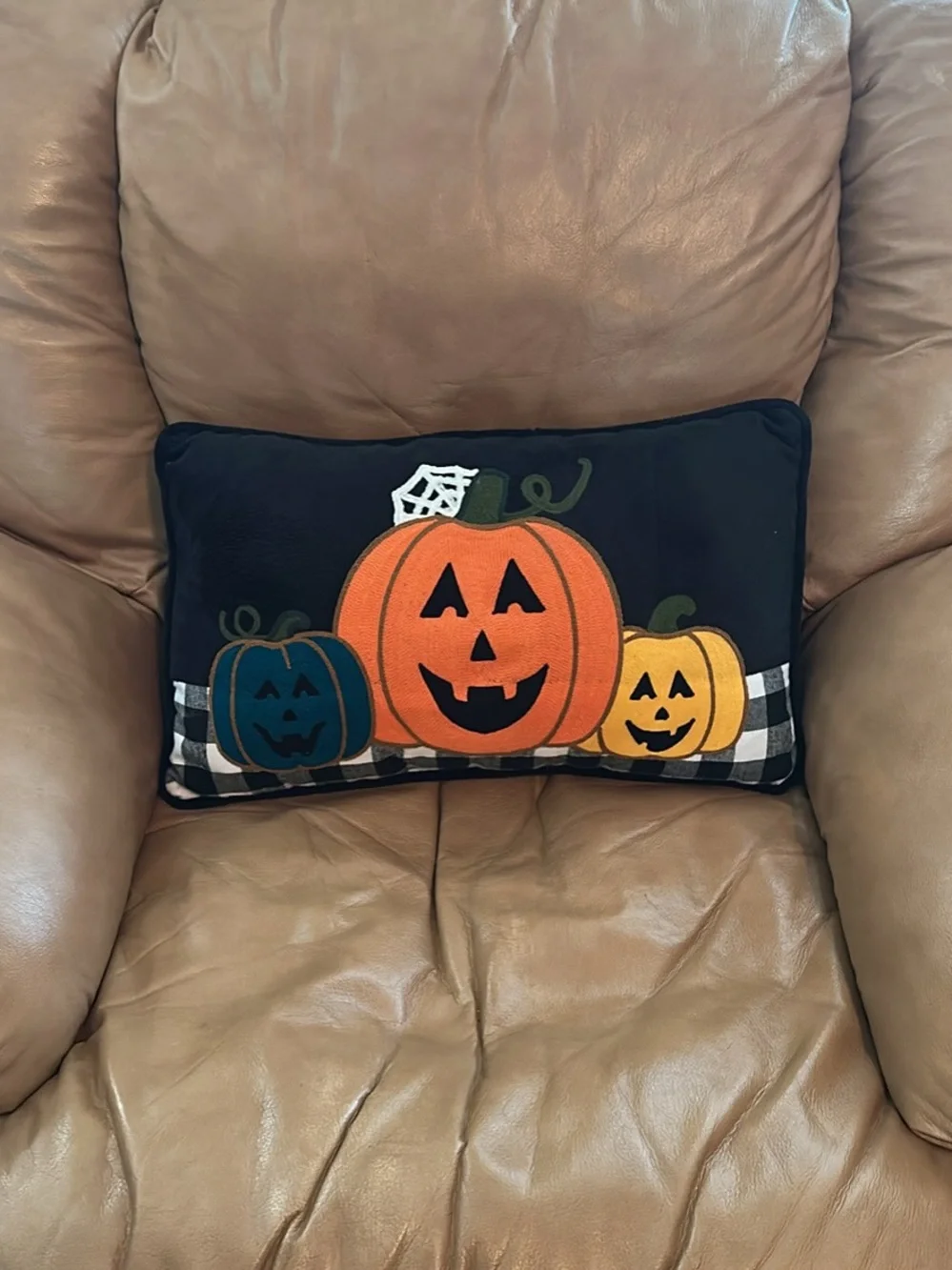 Halloween Pumpkin Decorative Pillow - Black/Orange/Yellow